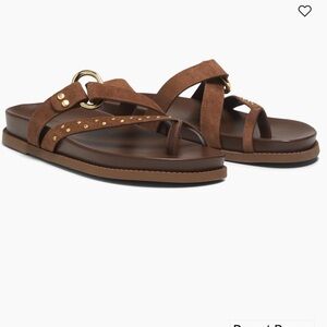 SCHUTZ Aveline Brown Studded leather suede Sandals size 9.5 new with tags